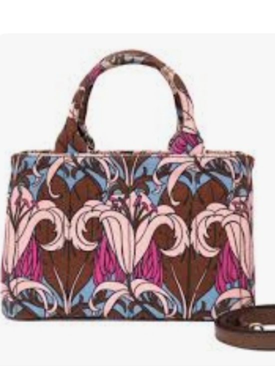 Prada Handbags - PRADA Flower Canapa PM Hand Bag Canvas 2way/ EUC